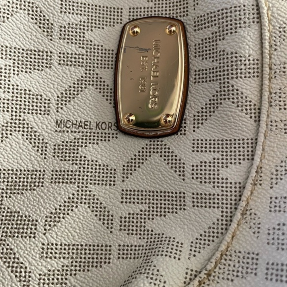 Michael Kors Beige Monogram jet set‎ signature backpack vanilla large leather - Picture 9 of 16